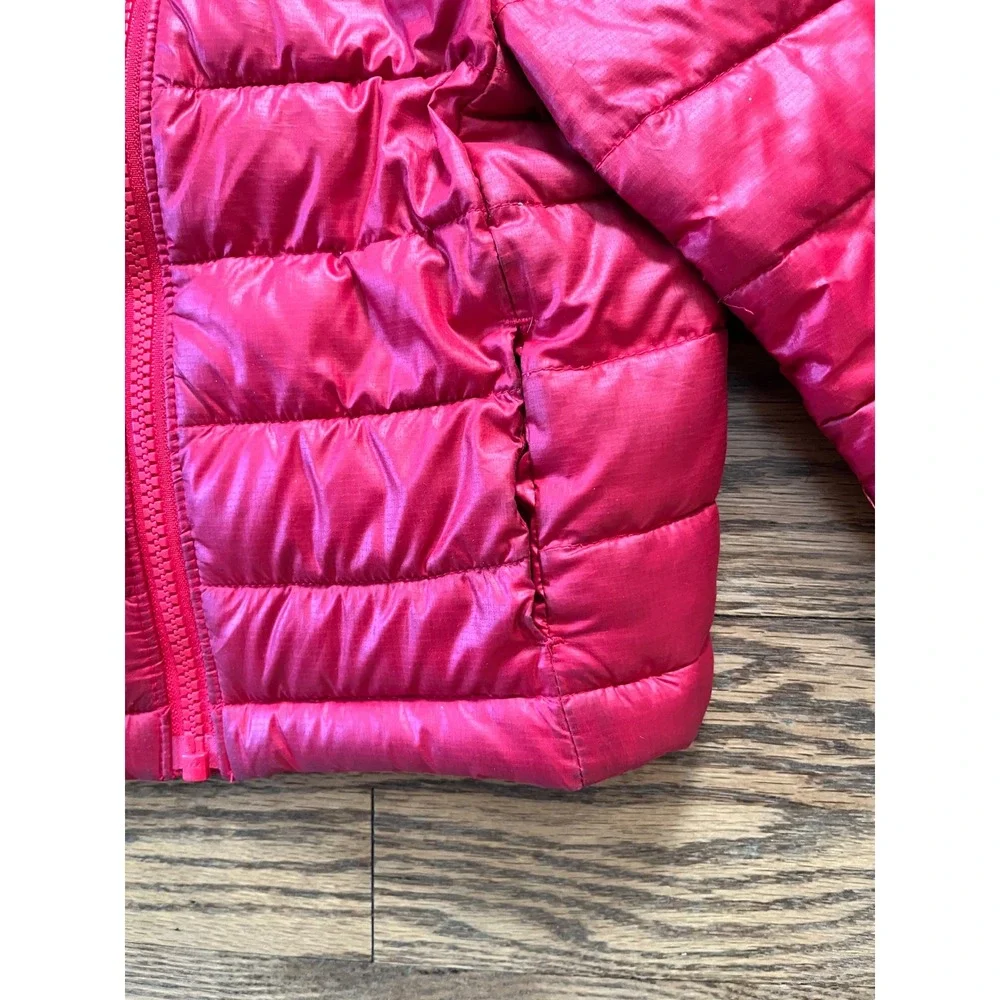 Primary Kids Raspberry Red Hooded Puffer Jacket 12-18 Months Recycled Polyester